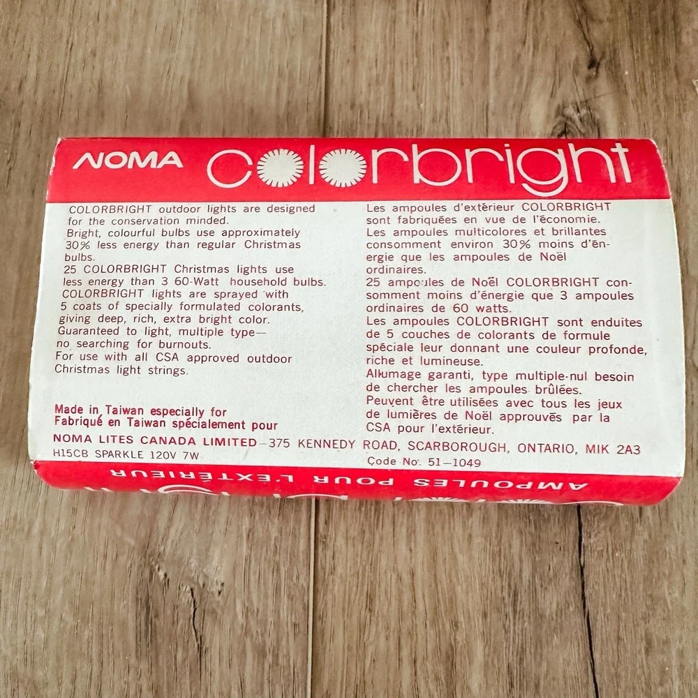 VTG Noma Colorbright H15CB Sparkle‎ 120V 7w Replacement Bulbs Red